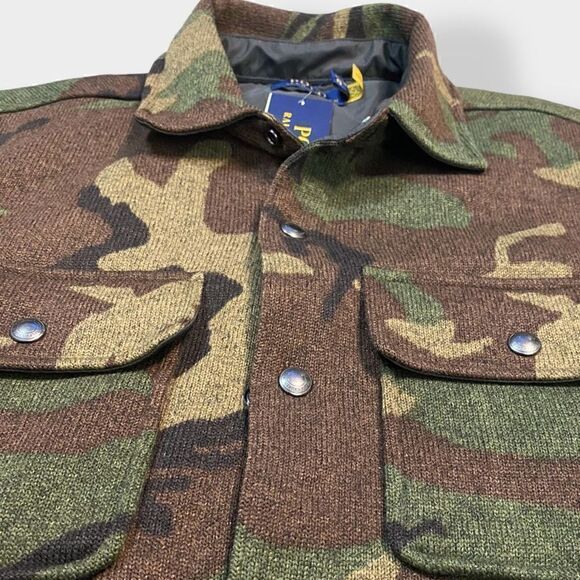 Polo Ralph Lauren Camouflage Snap Button Fleece Jacket Shirt Mens size Small - Picture 3 of 8